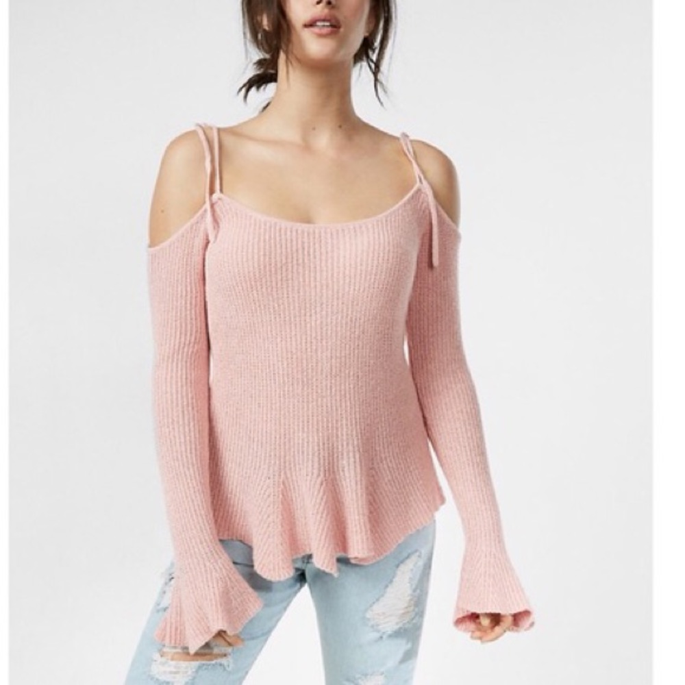Off shoulder, Bell sleeved sweater.